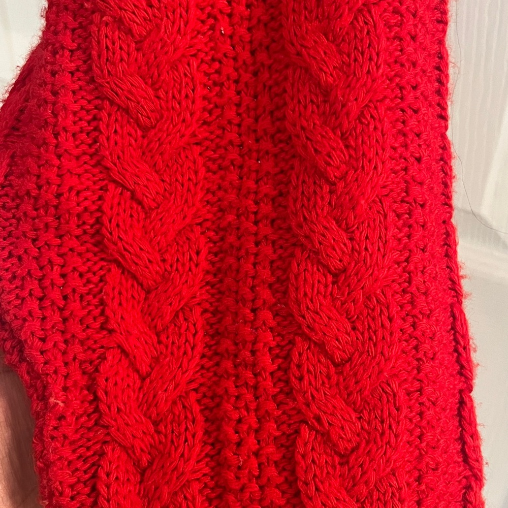 Miss Selfrige Candy Apple Red Petite Crew Cable Knit Crop Jumper Sweater - Picture 6 of 6